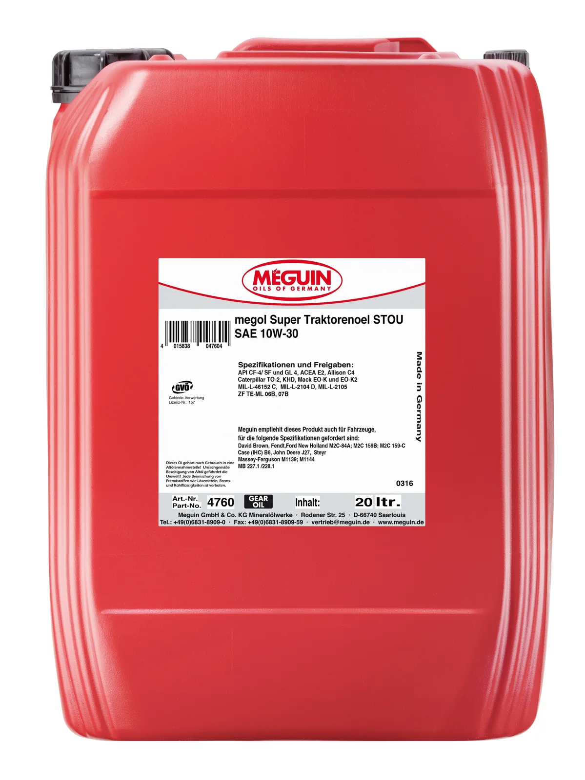 Тракторна олива MEGUIN megol Super Traktorenoel STOU 10W-30, 20 л