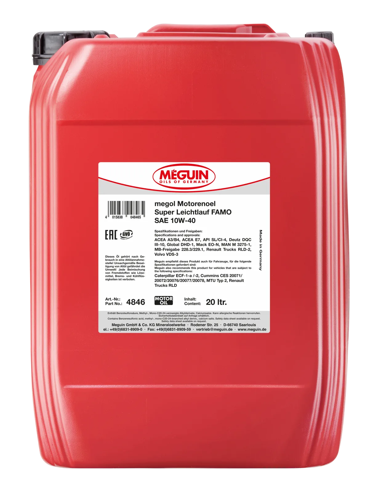 Моторна олива MEGUIN megol Super Leichtlauf FAMO 10W-40, 20 л