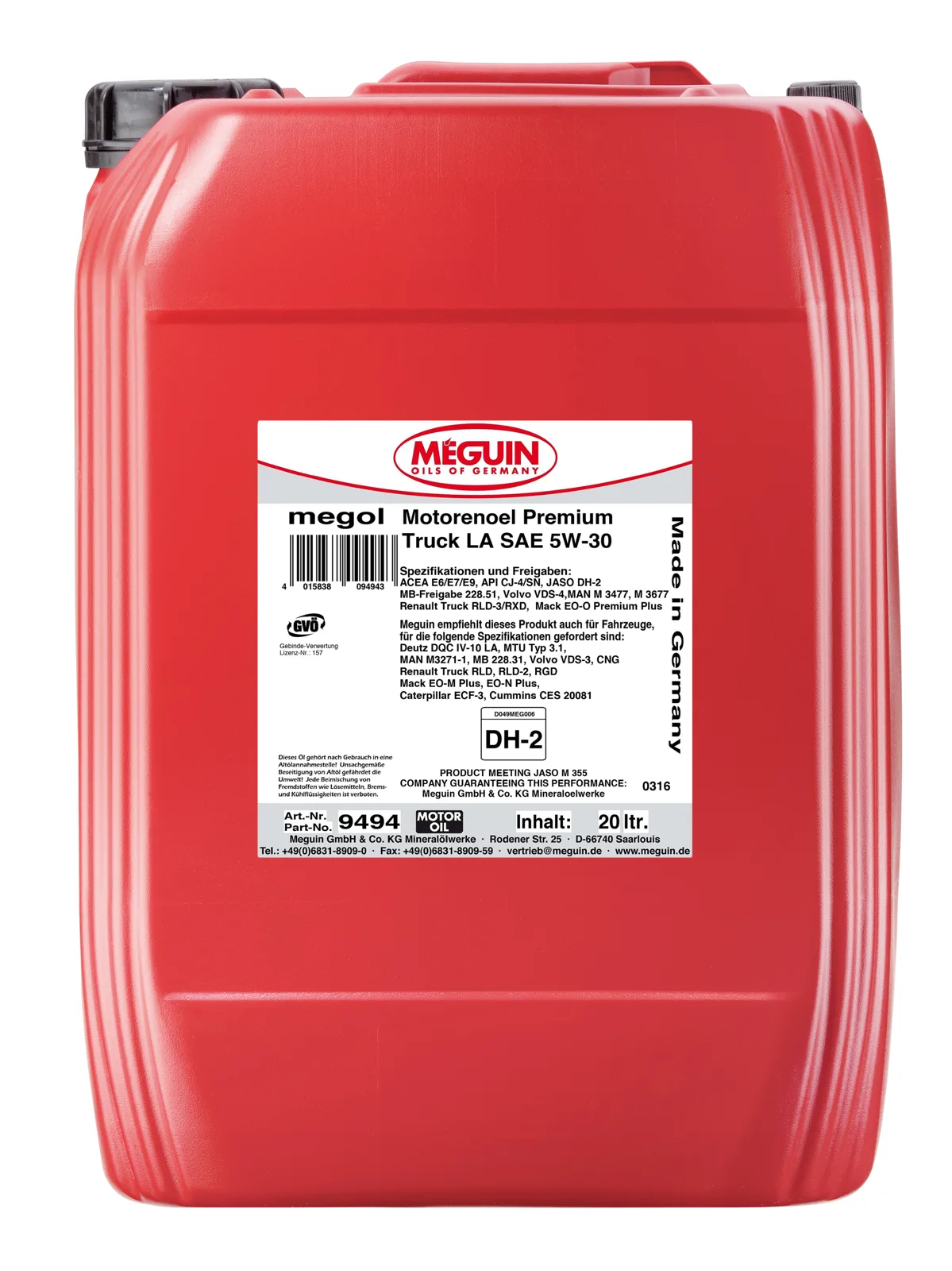 Моторна олива MEGUIN megol Premium Truck LA 5W-30, 20 л
